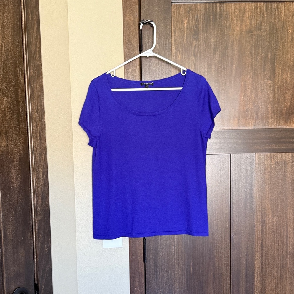 Eileen Fisher Women’s 100% Cashmere Crew Short Sleeve Sweater Tee Size Medium